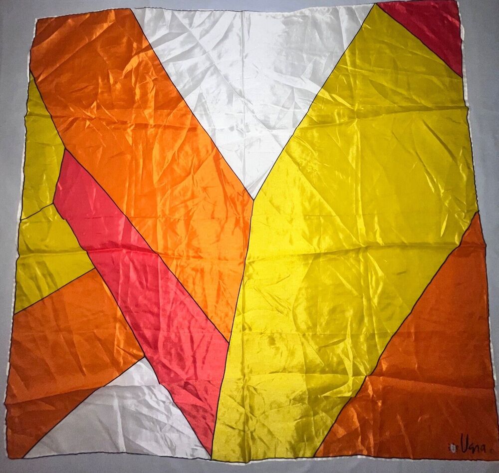 Vintage Vera Neumann Scarf - Ladybug Sign - Orange, Yellow, Red 25.5" Square